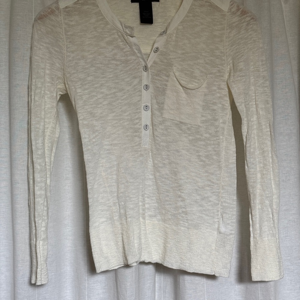 Calvin Klein Jeans Cream Knit Henley Top